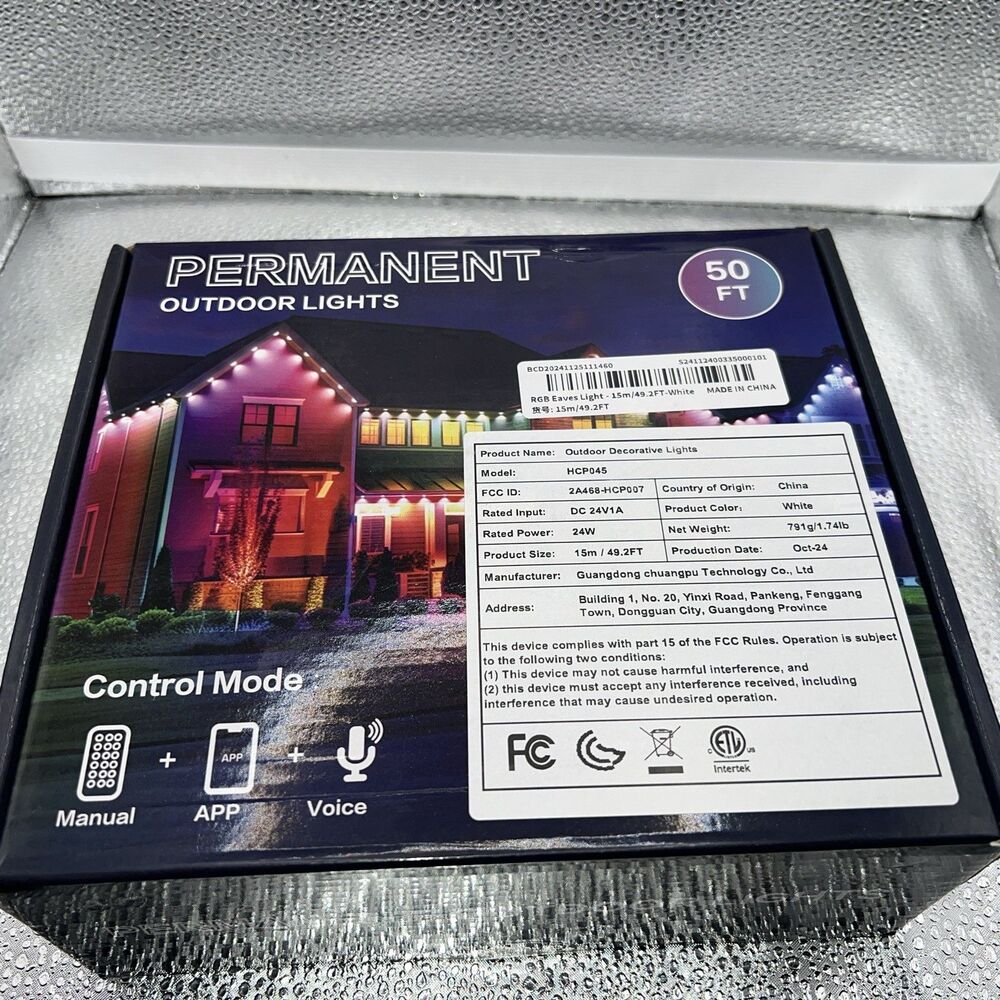 50FT Permanent Outdoor Lights, RGB LED Eaves Lights APP/Remote Control